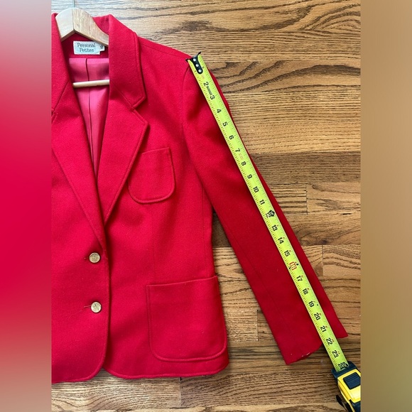 Vintage Personal Petites Red Wool Blazer with Pockets, Size 10 P - Picture 5 of 6